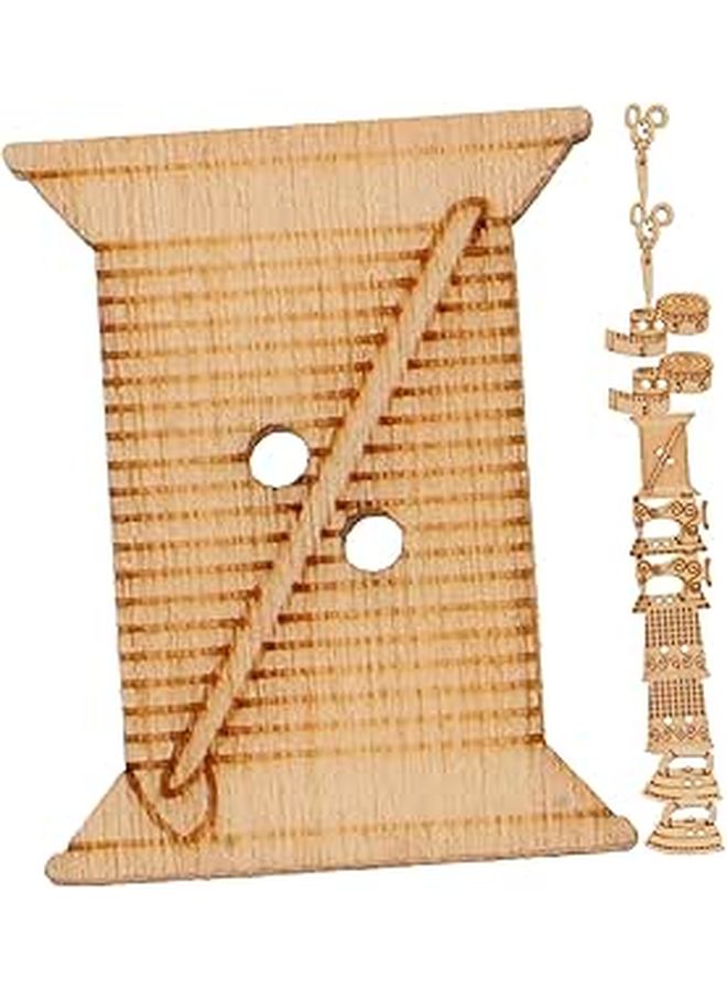 Wooden Buttons For Sewing Crafts Vintage Designs 2 Holes 50 Pieces Random Style - Image 1