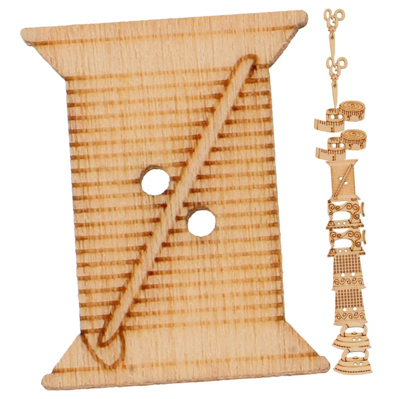 Wooden Buttons For Sewing Crafts Vintage Designs 2 Holes 50 Pieces Random Style - Image 2