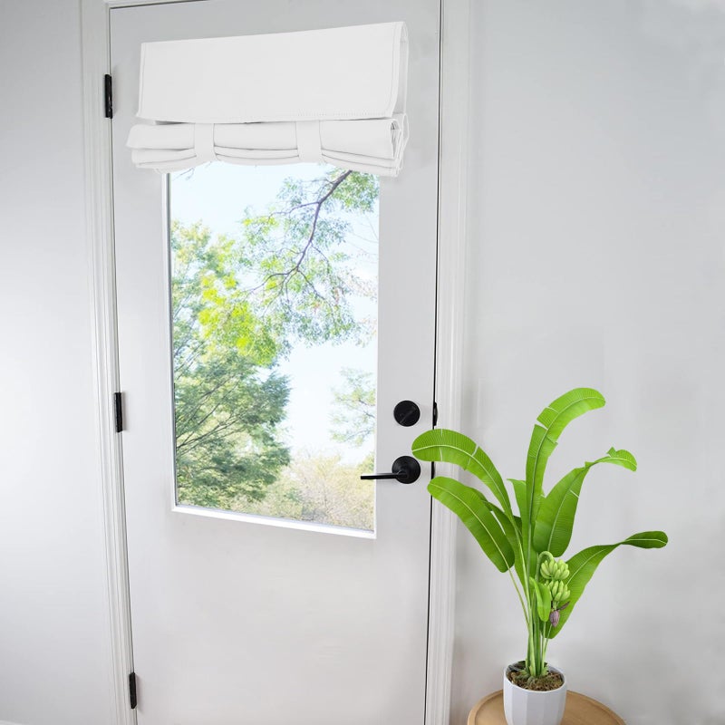 Small French Door Curtains with Silky Feel Easy Installed Tricia Door PanelsFront Door Sidelight Curtain Tie up Shade Washable Curtain 25W x 40L Inch Bleach White 1 Panel