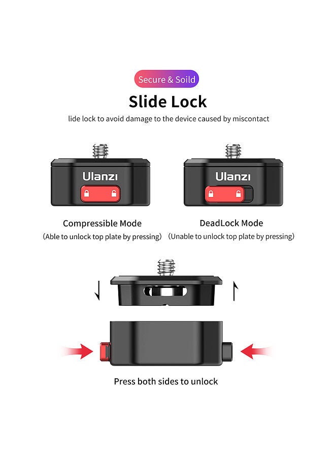Ulanzi Claw Quick Release Plate Mini QR Plater with 1/4 Inch Screw 50kg Load Bearing for DSLR Camera - Image 3
