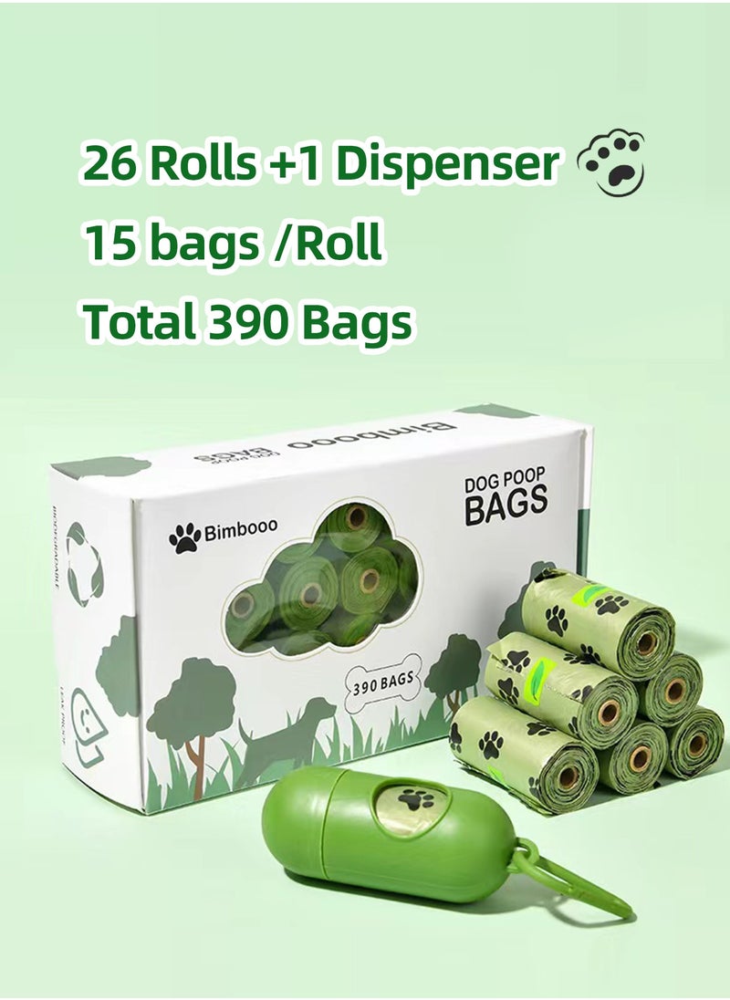 ShineShe 26 Rolls Dog Bags Pet Dog Supplies for Dogs, including 1pcs Green Adjustable Dispenser, Extra Thick and Strong, 100% Leak Proof, Biodegradable Waste Bag  - Image 1
