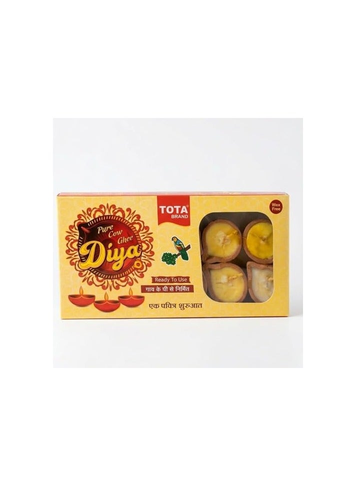 TOTA Pure Ghee Diya for Puja – 10pcs Handmade Mitti Diya | Ready to Use Unscented Small Clay Diya Ghee Batti for Diwali Puja and Festivals - Image 1