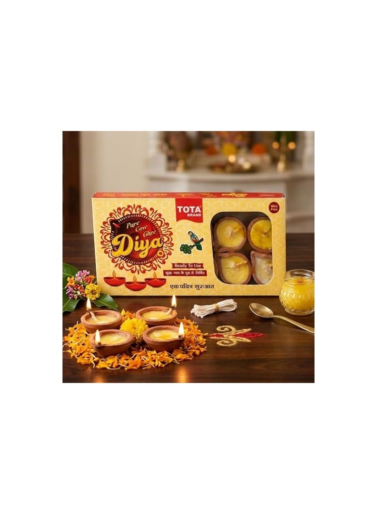 TOTA Pure Ghee Diya for Puja – 10pcs Handmade Mitti Diya | Ready to Use Unscented Small Clay Diya Ghee Batti for Diwali Puja and Festivals - Image 3