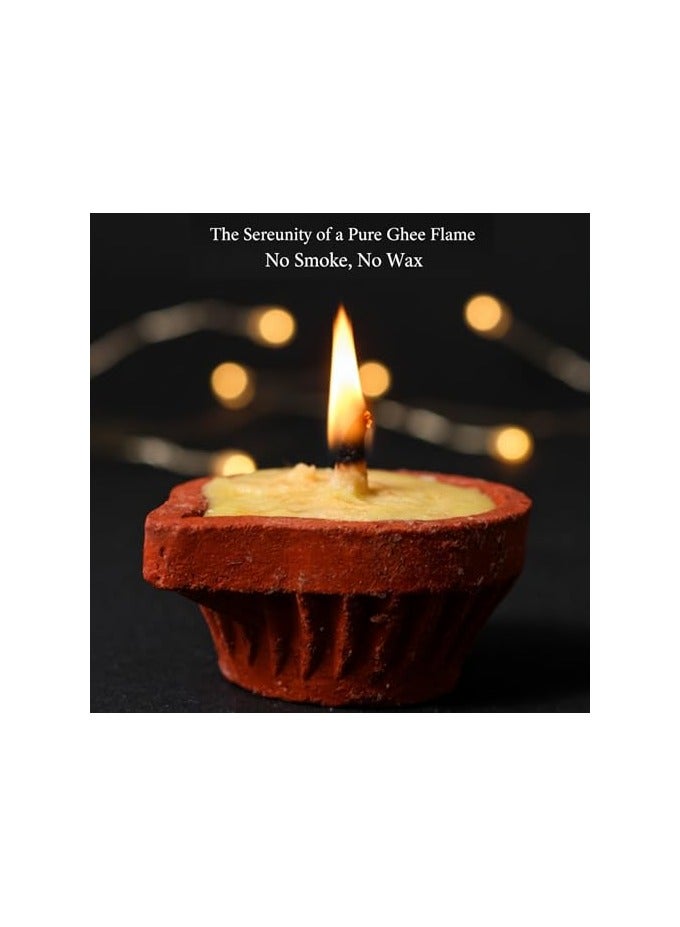 TOTA Pure Ghee Diya for Puja – 10pcs Handmade Mitti Diya | Ready to Use Unscented Small Clay Diya Ghee Batti for Diwali Puja and Festivals - Image 4