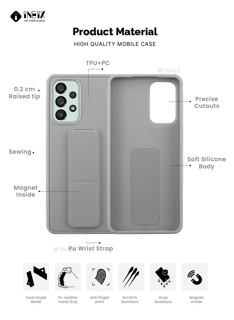 INEIX 3 in 1 Magnetic Hand Grip Holder Case For Samsung Galaxy A73 5G Grey - Image 2