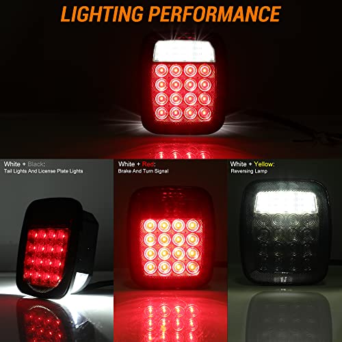 CMVT Auto Universal 38 LED Replacement Tail Lights Taillights for Jeep Wrangler TJ YJ CJ, Smoke Lens BAR Square Brake Stop Turn Signal Reverse w/License Plate lamp Assembly, 2PCS - Image 4