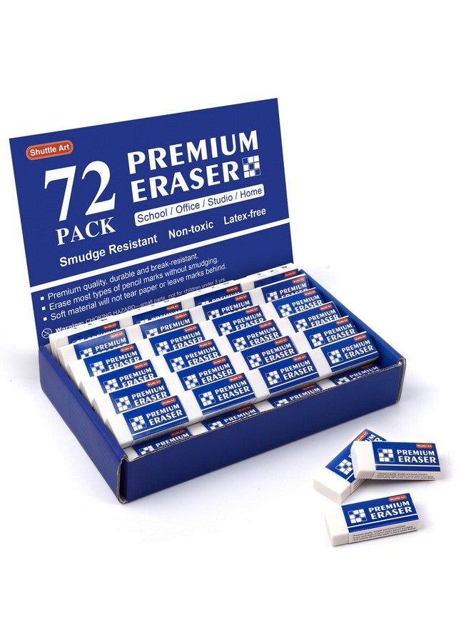 Shuttle Art Uttle Art 72 Pack Premium Erasers Bulk White Erasers Classroom Set For Kids Teachers As School And Office Supplies - Image 1