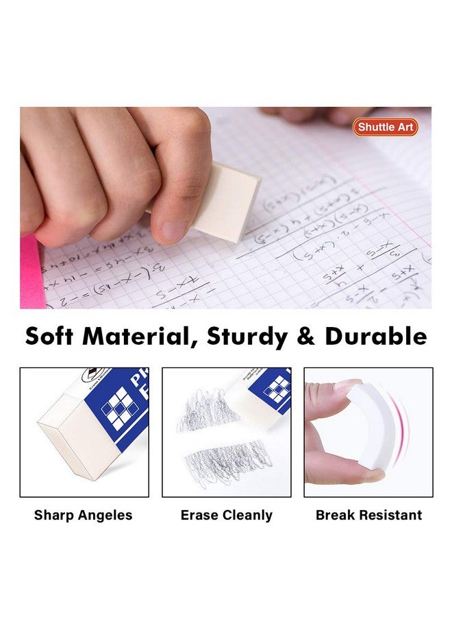 Shuttle Art Uttle Art 72 Pack Premium Erasers Bulk White Erasers Classroom Set For Kids Teachers As School And Office Supplies - Image 3