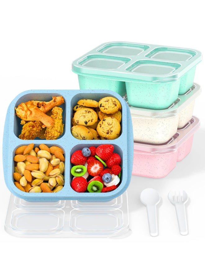 هومستر علبة وجبات خفيفة 4 قطع علبة قابلة لإعادة الاستخدام حاوية تحتوي على 4 وجبات مقصورة مع صينية تخزين فاكهة جافة ذات زيت شفاف صحن مقاوم للتسريب طبق خفيف للمنزل والسفر قابلة لإعادة الاستخدام حاوية تحضير وجبات مقصورة 4 مناسبة للأطفال والبالغين (أخضر/أزرق/وردي/بيجي) 16.5*15.5*5.5 سم - Image 1