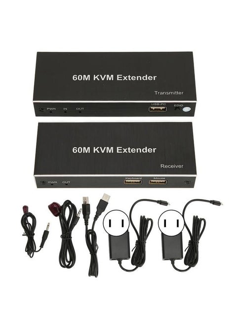 60m KVM Extender Multifunctional 4K 60Hz HD Multimedia Interface KVM USB Extender For TV DVD Player PC 100‑240V US Plug