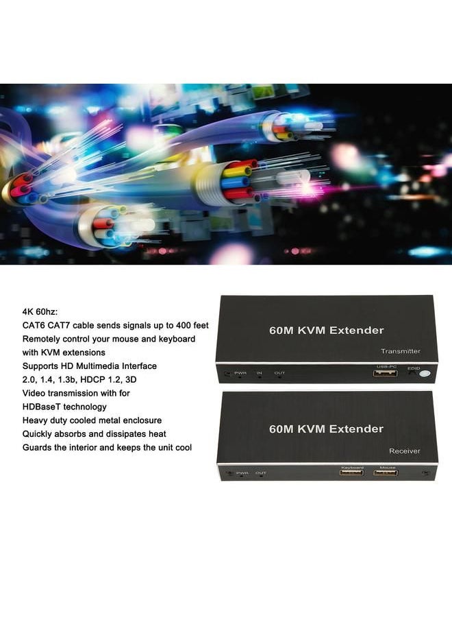 Arabest - 60m KVM Extender Multifunctional 4K 60Hz HD Multimedia Interface KVM USB Extender For TV DVD Player PC 100‑240V US Plug - Image 1
