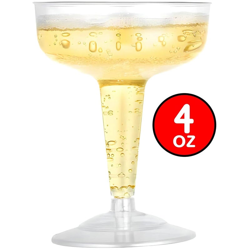 Hanna K. Signature C Elegant Clear Deluxe Plastic Champagne Cups - 4oz (Packs of 20) - Durable & Stylish - Perfect for Weddings  Parties  and Special Events - Image 4