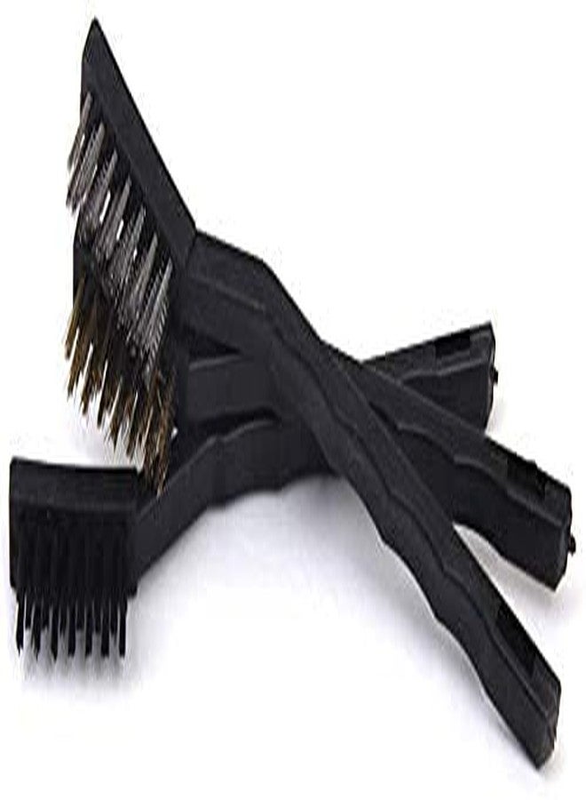 M2 Look Mini Wire Brush Set Steel Brass Nylon Cleaning Polishing 7 inch 3PC (Black) - Image 3
