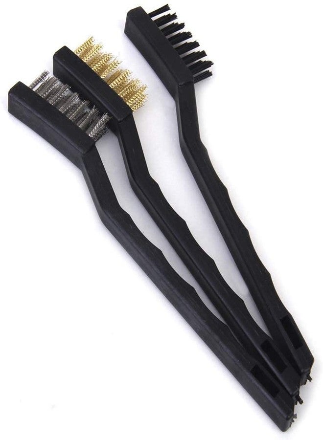 M2 Look Mini Wire Brush Set Steel Brass Nylon Cleaning Polishing 7 inch 3PC (Black) - Image 5