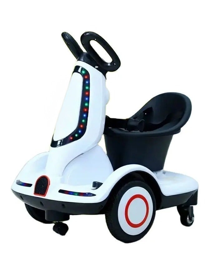 سكوتر أطفال كهربائي 4 عجلات مزود بأضواء و موسيقى, محرك قوي 380 واط يتحمل وزن 50 كيلو, دوران 360 درجة