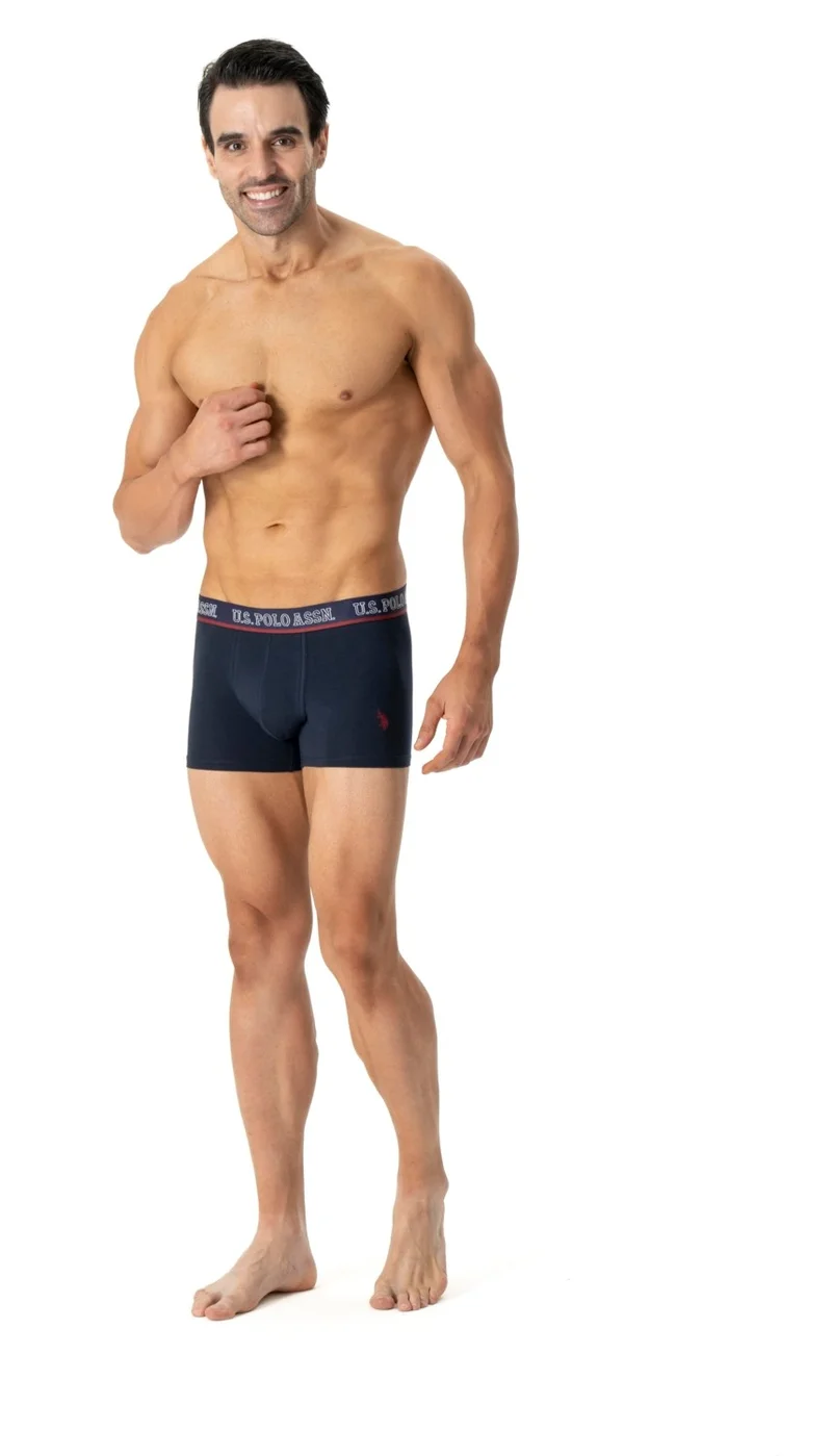 U.S. Polo Assn. Men's Claret Red-Navy Blue-Printed 3-pack Boxer