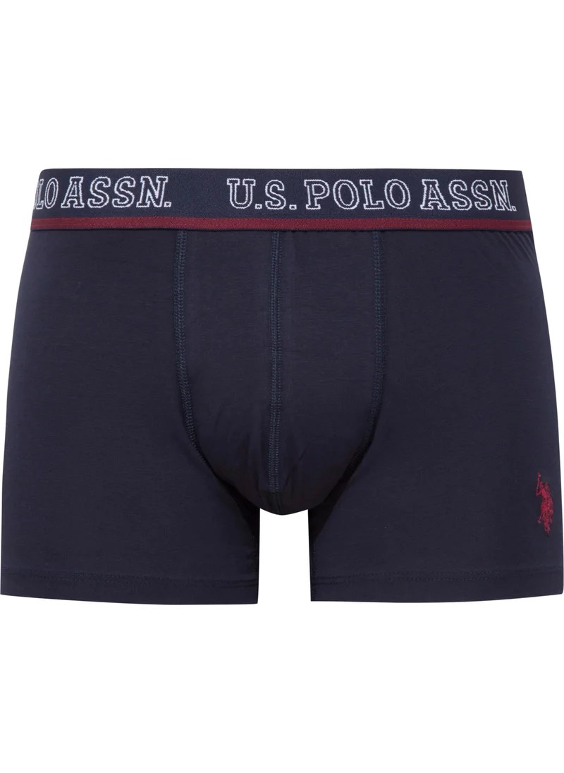 يو اس بولو اسن Men's Claret Red-Navy Blue-Printed 3-pack Boxer