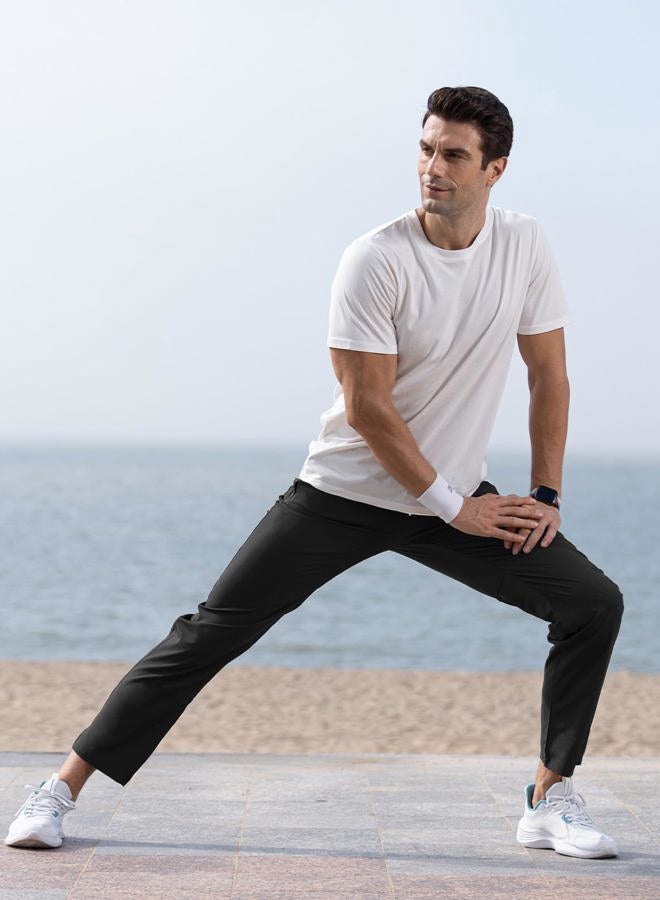 TBMPOY Men's Lightweight Hiking Travel Pants Breathable Athletic Fishing Active Joggers Zipper Pockets, A1-black, L - Image 3
