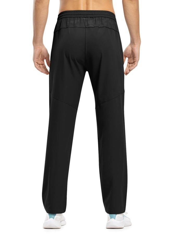 TBMPOY Men's Lightweight Hiking Travel Pants Breathable Athletic Fishing Active Joggers Zipper Pockets, A1-black, L - Image 4