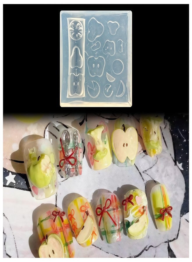 BHCCXZ 3D Fruit Slices Gel Nail Art Mold Arts Resin Apple Tail Molds for Accessories Supplies Pear Silicone Tools Nails Style - Image 1