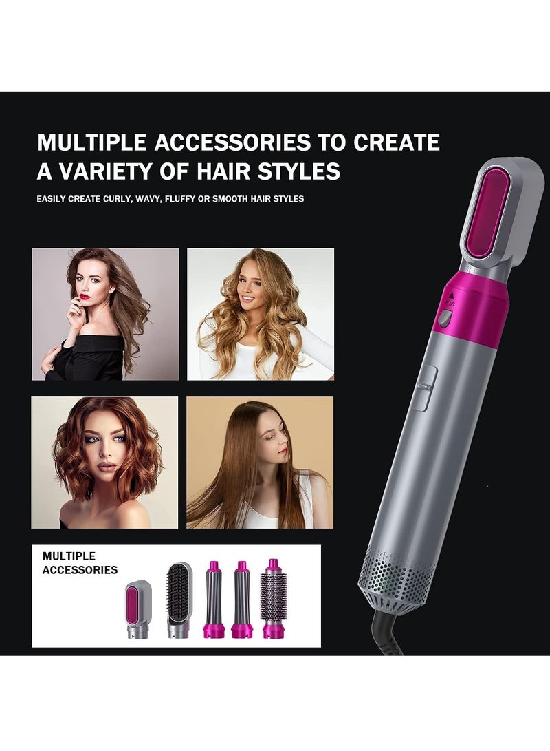 Hair Dryer Brush, 5 in 1 Hair Styler, Hot Air Brush, Airwrap Styler, Negative Ion Comb for Straigntening,Curling,Hair Styling Appliances with 5 Interchangeable Brushes (A- Gray) (Gray) - Image 3