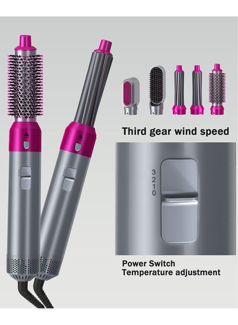 Hair Dryer Brush, 5 in 1 Hair Styler, Hot Air Brush, Airwrap Styler, Negative Ion Comb for Straigntening,Curling,Hair Styling Appliances with 5 Interchangeable Brushes (A- Gray) (Gray) - Image 4