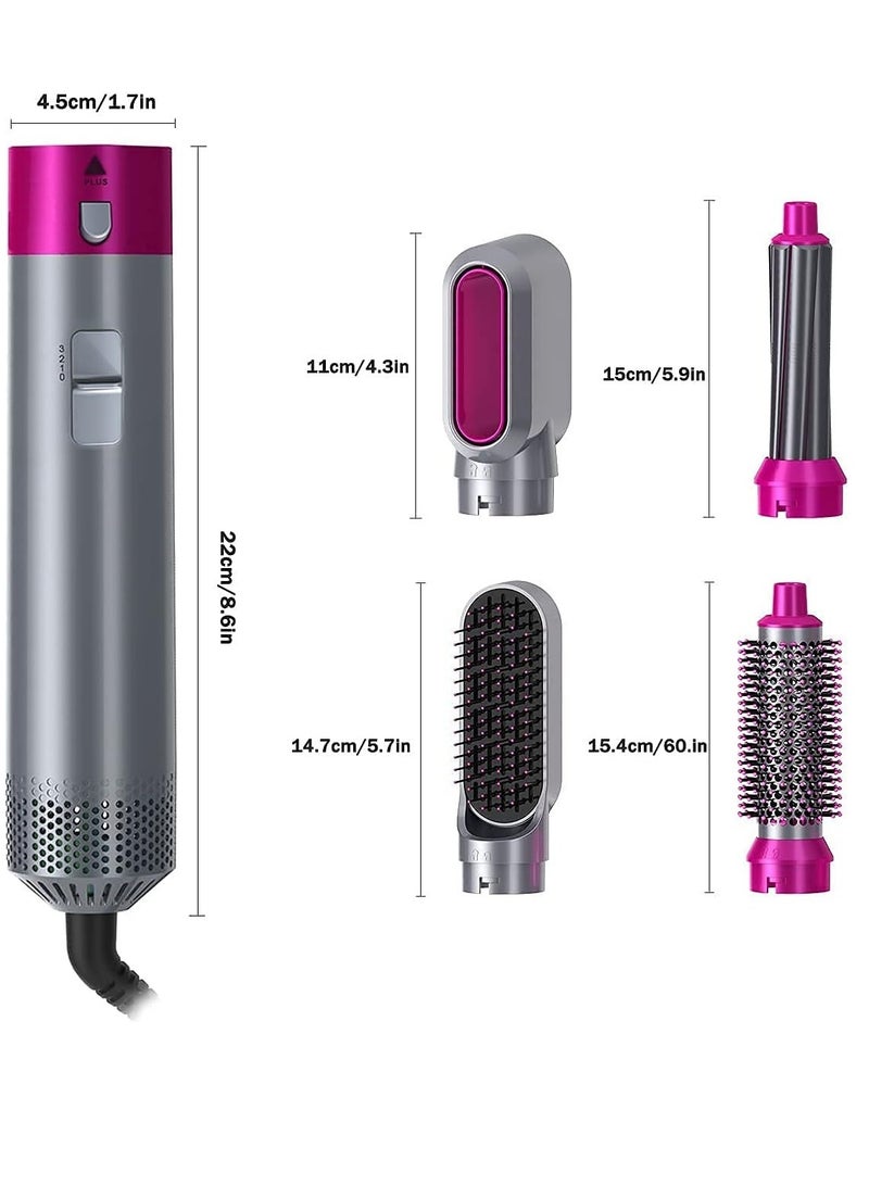 Hair Dryer Brush, 5 in 1 Hair Styler, Hot Air Brush, Airwrap Styler, Negative Ion Comb for Straigntening,Curling,Hair Styling Appliances with 5 Interchangeable Brushes (A- Gray) (Gray) - Image 5