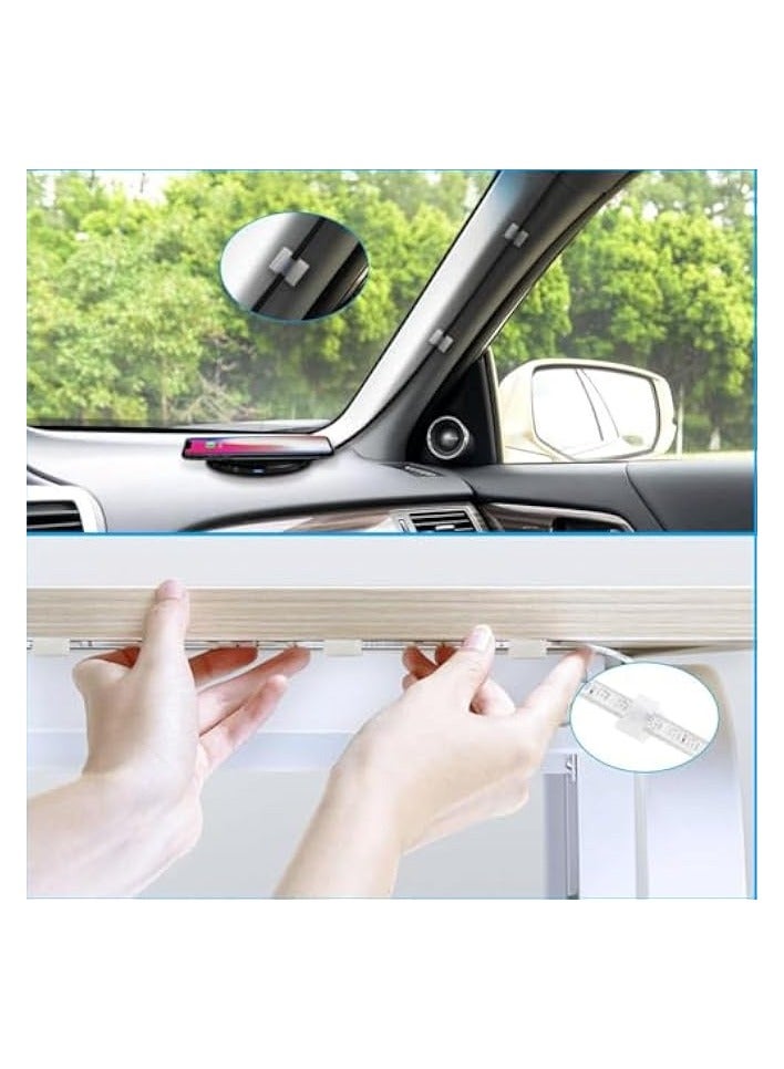 erorex Light Strip Mounting Clips,100 PCS Self Adhesive Led Strip Light Connectors Office Wall Durable Wire Cable Management Clips 10MM Lights Strip Fix Clips for Home,Party,Wall,Car Organizer-White - Image 3