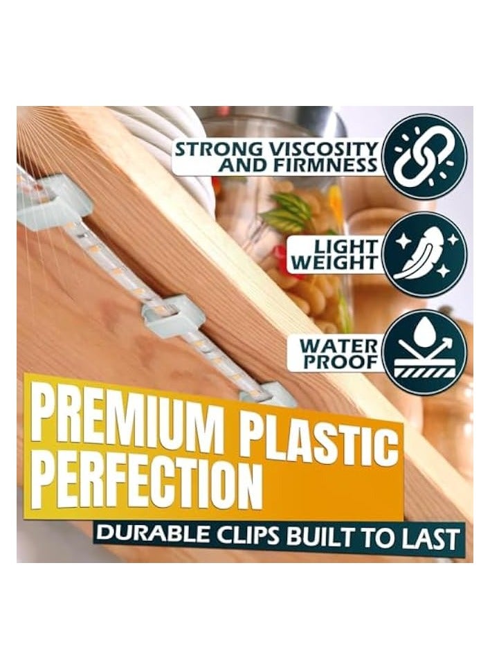 erorex Light Strip Mounting Clips,100 PCS Self Adhesive Led Strip Light Connectors Office Wall Durable Wire Cable Management Clips 10MM Lights Strip Fix Clips for Home,Party,Wall,Car Organizer-White - Image 4