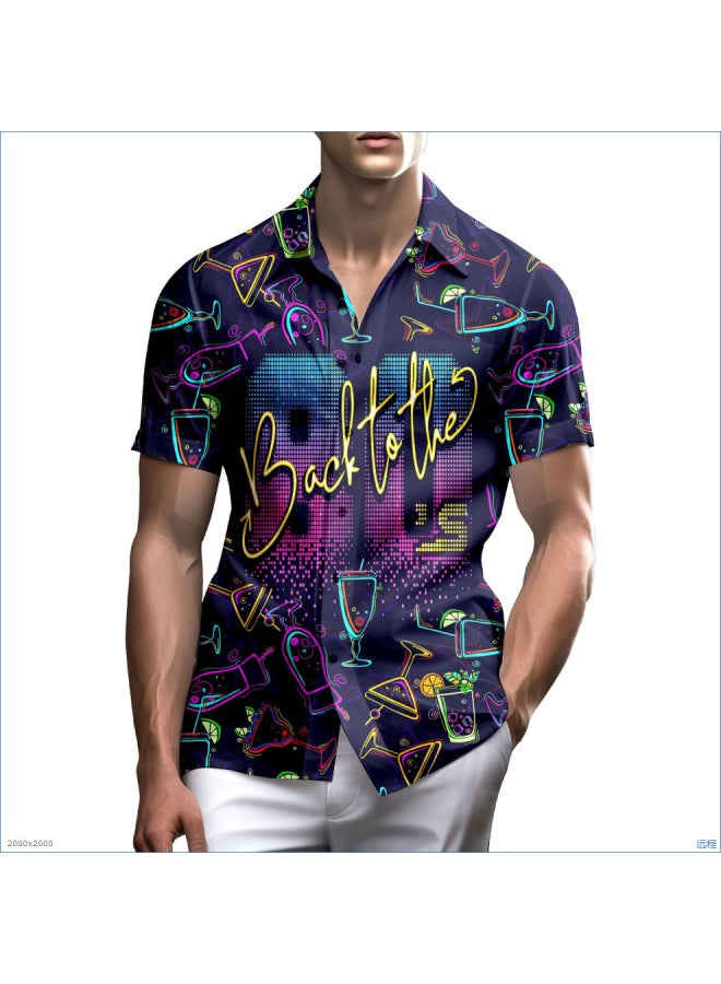 Short-sleeved Printed Shirt For Summer Men's Cat 3d Cute Hot Hawaiian Beach Shirt Casual And Versatile