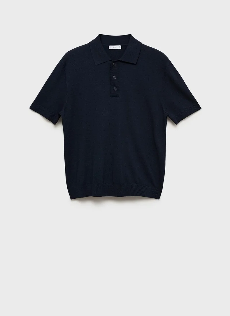 Mango Man Cotton knitted polo shirt