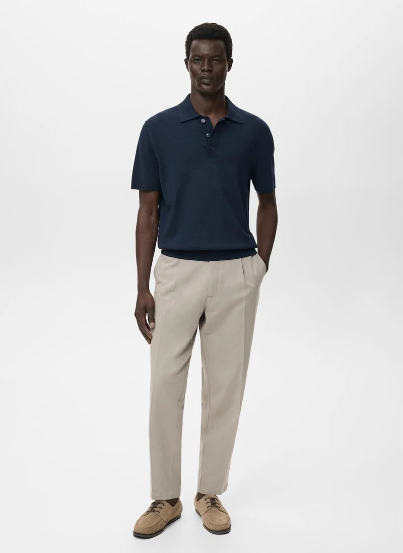 Mango Man Cotton knitted polo shirt