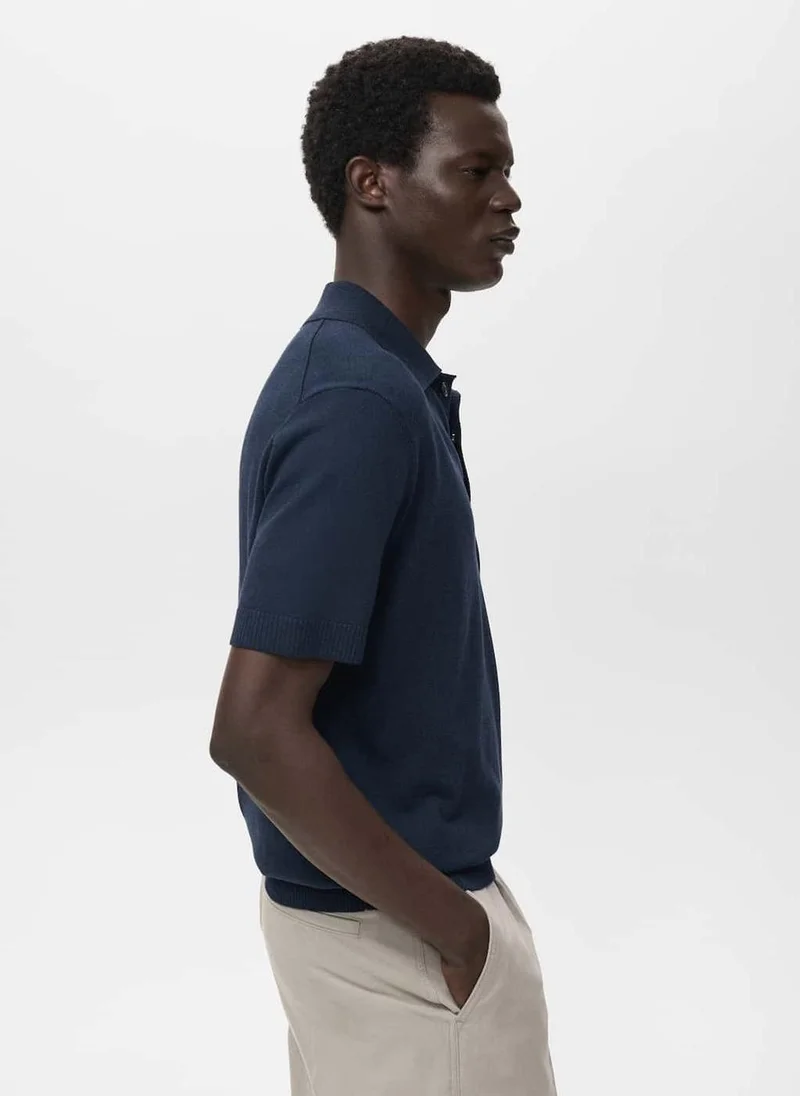 Mango Man Cotton knitted polo shirt