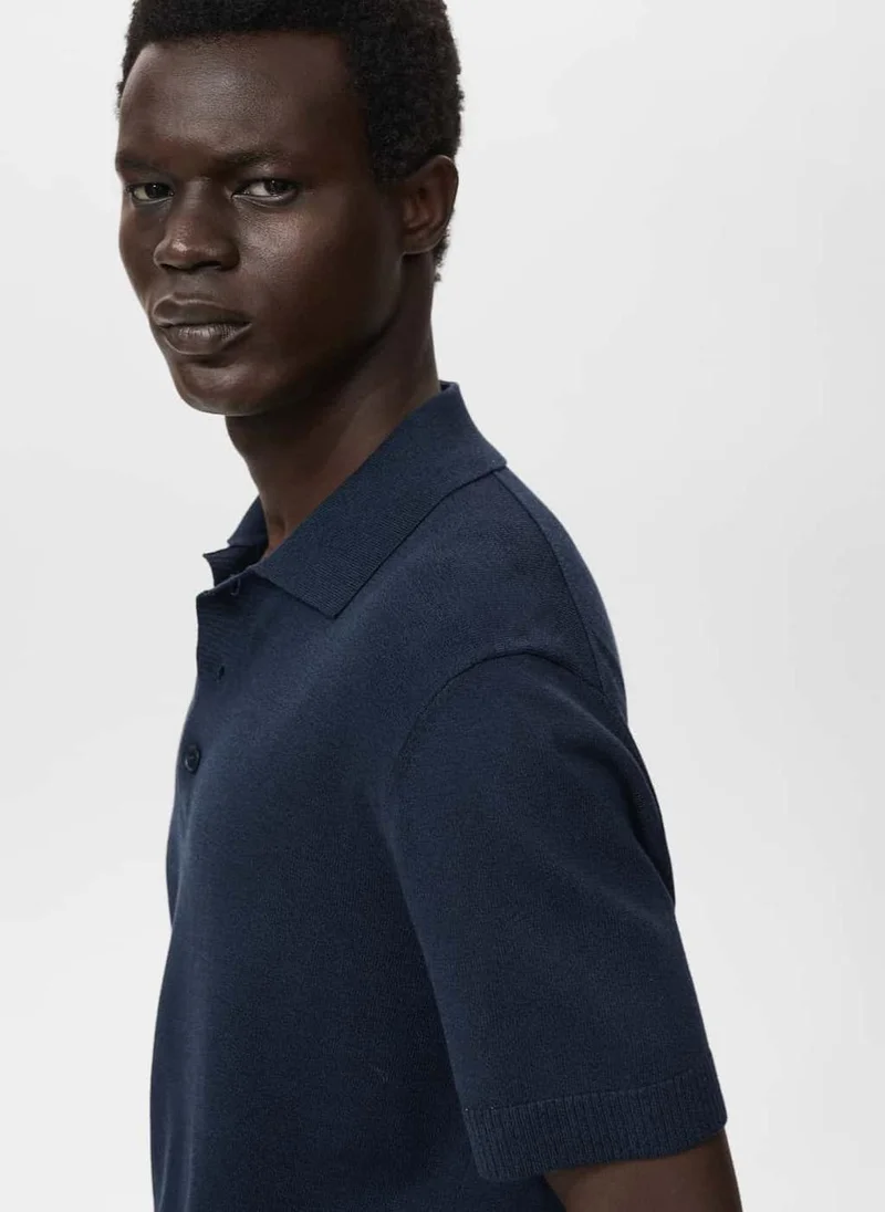 Mango Man Cotton knitted polo shirt