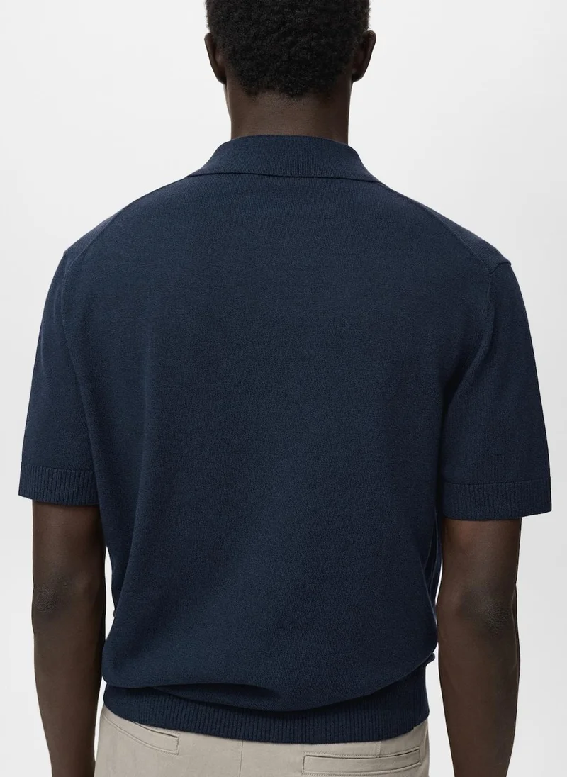 Mango Man Cotton knitted polo shirt