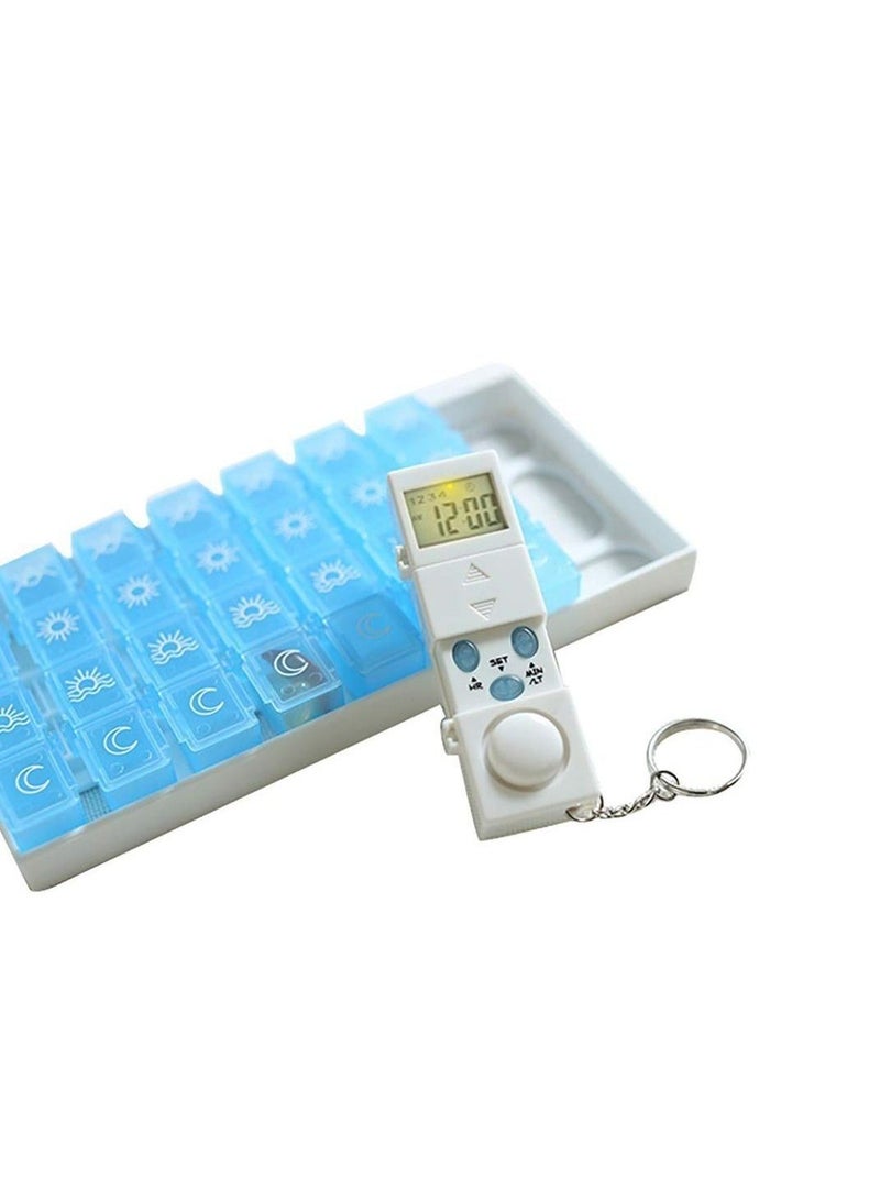 Portable 28 Slots Weekly 7 Days Pill Box Colorful Alarms Plastic Medicine Case Holder Organizer with Reminder Timer - Image 2