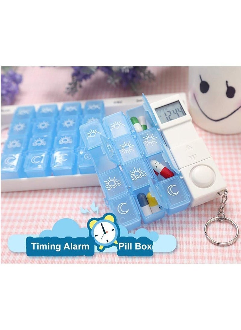 Portable 28 Slots Weekly 7 Days Pill Box Colorful Alarms Plastic Medicine Case Holder Organizer with Reminder Timer - Image 4