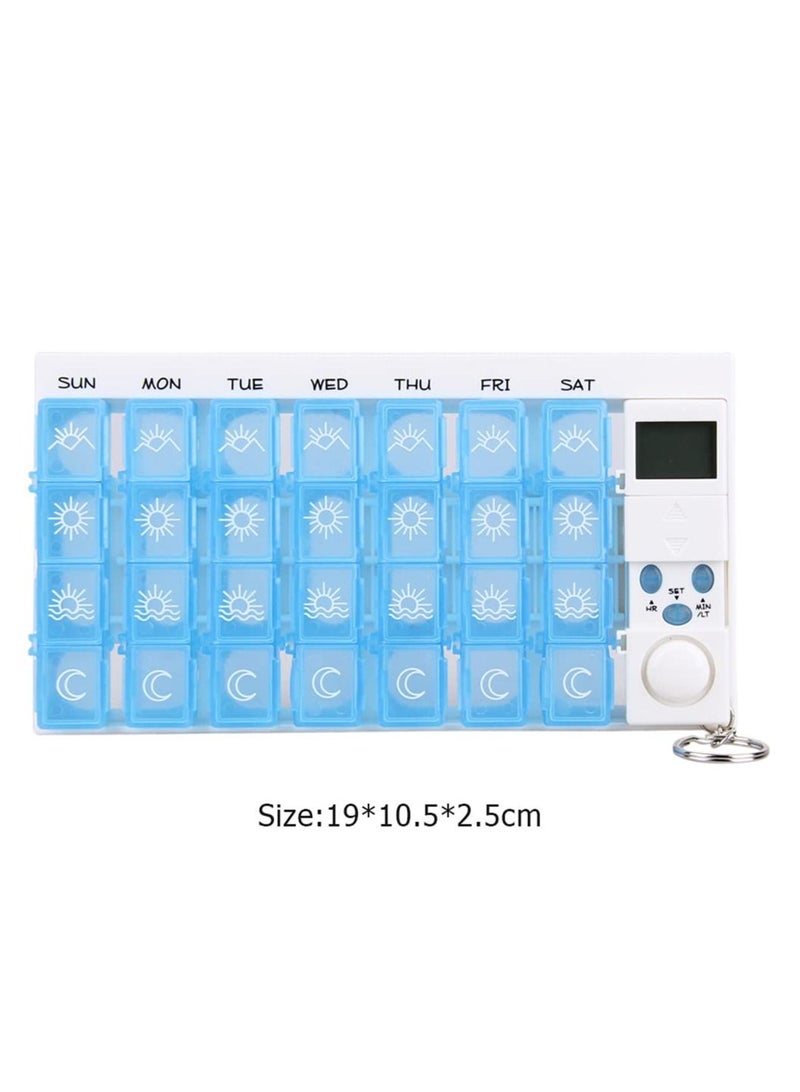 Portable 28 Slots Weekly 7 Days Pill Box Colorful Alarms Plastic Medicine Case Holder Organizer with Reminder Timer - Image 5
