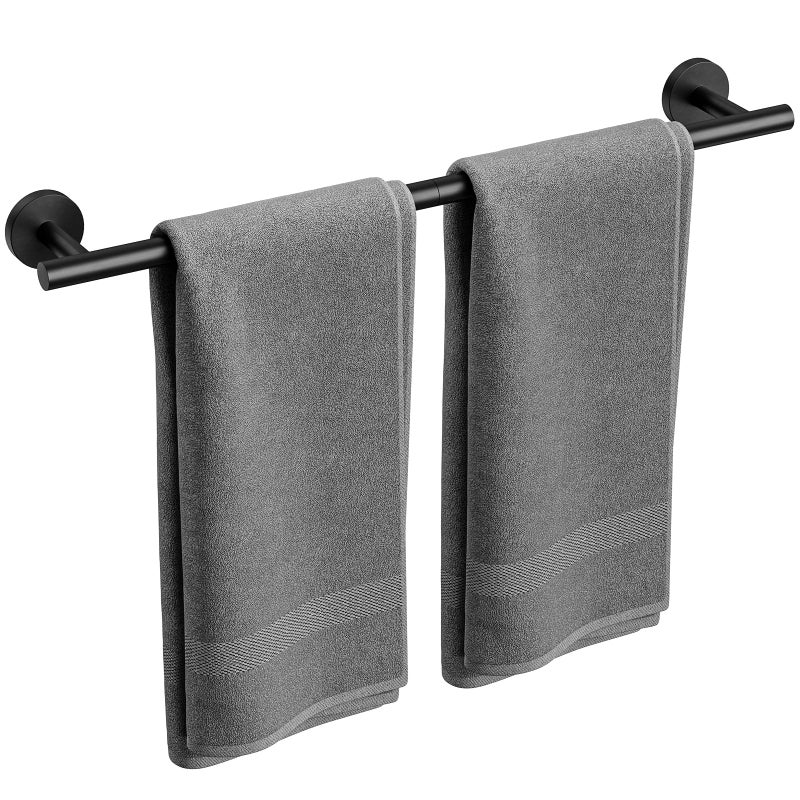 Bubxo Matte Black Towel Bar, 24 Inch Bathroom Towel Rack (Total Length 26-Inch), Towel Holder Wall Mounted, Thicken SUS304 Stainless Steel Towel Rod Modern Home Decor - Image 1