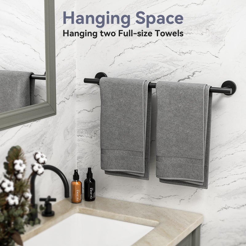 Bubxo Matte Black Towel Bar, 24 Inch Bathroom Towel Rack (Total Length 26-Inch), Towel Holder Wall Mounted, Thicken SUS304 Stainless Steel Towel Rod Modern Home Decor - Image 5