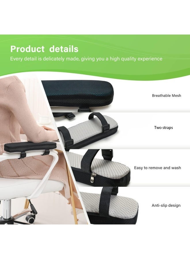JCD Chair Armrest Cooling Gel Cushions, Memory Foam Elbow Pillow Pads, 9.8x3x1.2 inch, for Office & Gaming Chairs - Image 2