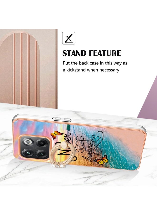 HuHa Case Cover For OnePlus 10T 5G / Ace Pro Electroplating IMD TPU Phone Case with Ring(Dream Butterfly) - Image 3