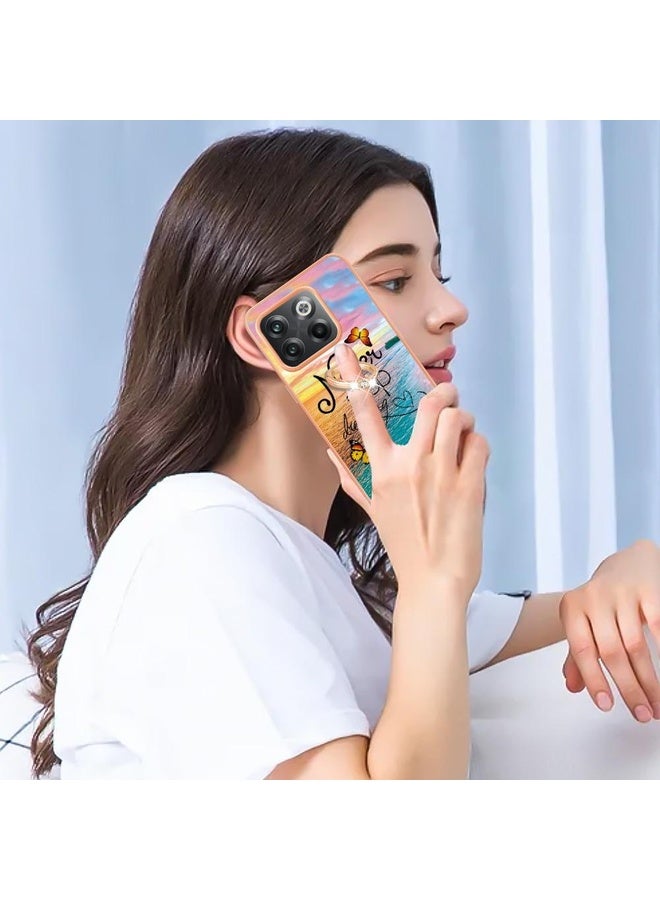 HuHa Case Cover For OnePlus 10T 5G / Ace Pro Electroplating IMD TPU Phone Case with Ring(Dream Butterfly) - Image 4