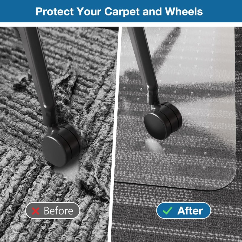 FUNMAT Chair Mat for Carpet, 46" x 60" Desk Chair Mat for Carpeted Floors, Non-Slip Office Vinyl Mat for Carpet with Studded, Easy Glide Heavy Duty Floor Protector Mat for Home Office, Clear - Image 3