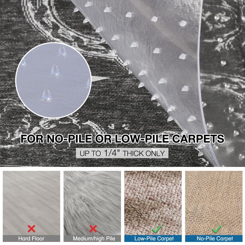 FUNMAT Chair Mat for Carpet, 46" x 60" Desk Chair Mat for Carpeted Floors, Non-Slip Office Vinyl Mat for Carpet with Studded, Easy Glide Heavy Duty Floor Protector Mat for Home Office, Clear - Image 4