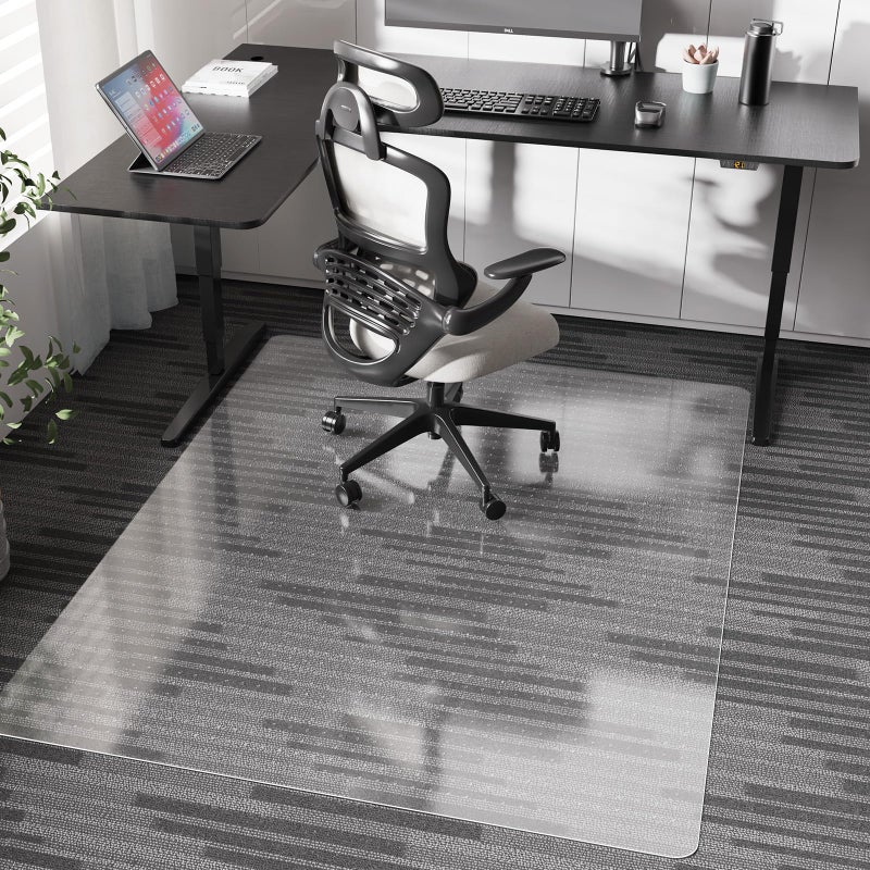 FUNMAT Chair Mat for Carpet, 46" x 60" Desk Chair Mat for Carpeted Floors, Non-Slip Office Vinyl Mat for Carpet with Studded, Easy Glide Heavy Duty Floor Protector Mat for Home Office, Clear - Image 1