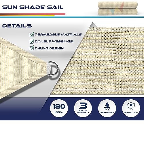 WINDSCREEN4LESS 16' x 16' x 16' Sun Shade Sail UV Block Fabric Canopy in Beige Sand Triangle for Patio Garden Patio Customized - Image 3