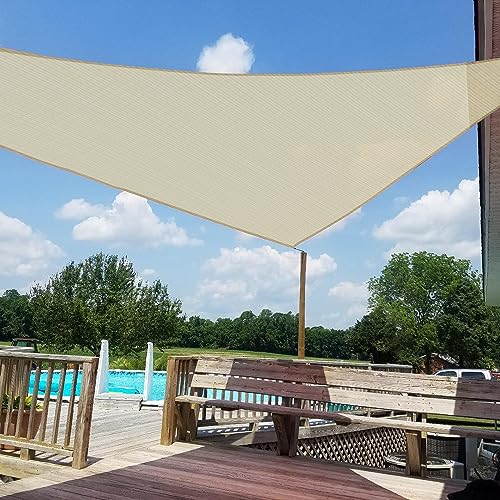 WINDSCREEN4LESS 16' x 16' x 16' Sun Shade Sail UV Block Fabric Canopy in Beige Sand Triangle for Patio Garden Patio Customized - Image 1