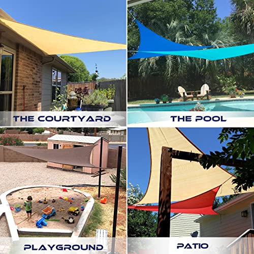 WINDSCREEN4LESS 16' x 16' x 16' Sun Shade Sail UV Block Fabric Canopy in Beige Sand Triangle for Patio Garden Patio Customized - Image 2