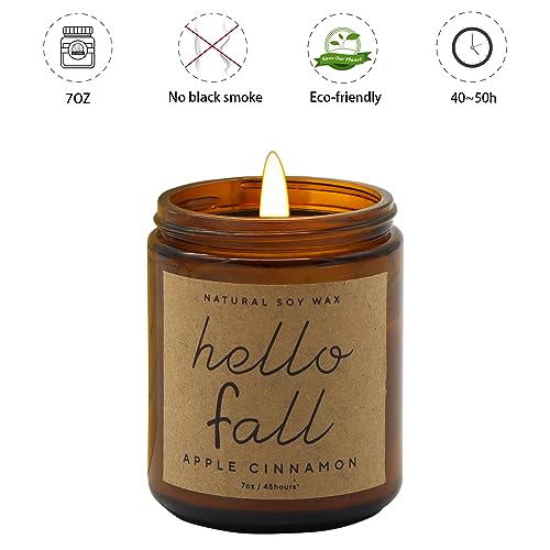 Lihome Fall Decorations for Home - Fall Candles, Gifts for Women, Natural Soy Wax Apple Cinnamon Scented Candles - Image 2